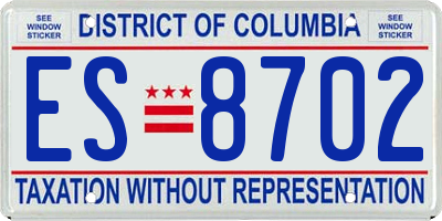 DC license plate ES8702