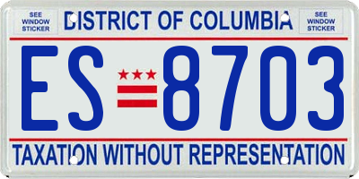 DC license plate ES8703