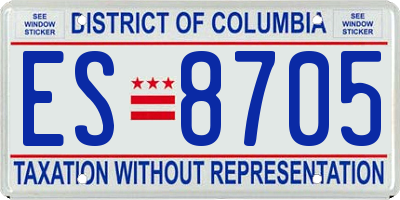 DC license plate ES8705