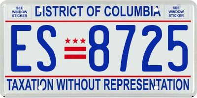 DC license plate ES8725