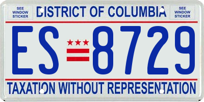 DC license plate ES8729