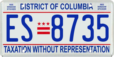 DC license plate ES8735