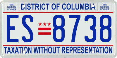 DC license plate ES8738