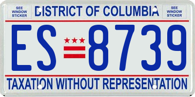 DC license plate ES8739