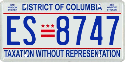 DC license plate ES8747