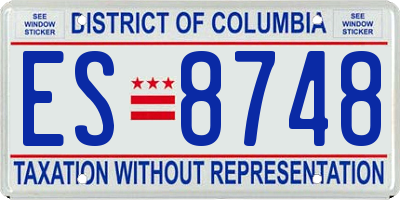 DC license plate ES8748