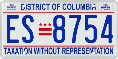 DC license plate ES8754