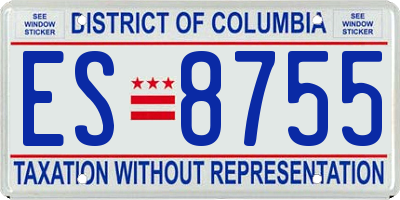 DC license plate ES8755