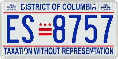 DC license plate ES8757