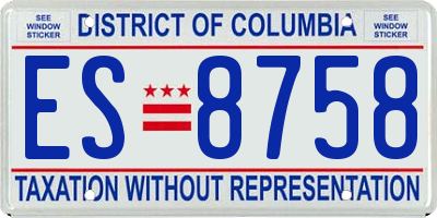 DC license plate ES8758