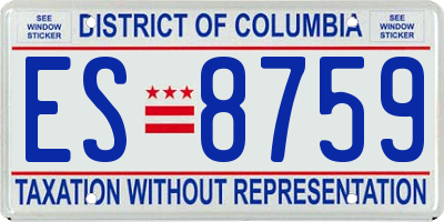 DC license plate ES8759