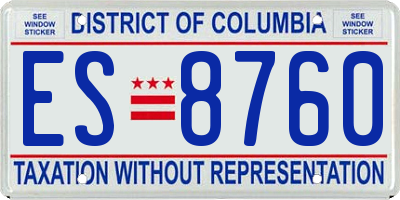 DC license plate ES8760