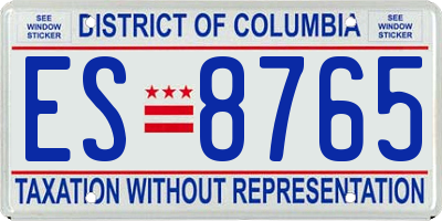 DC license plate ES8765