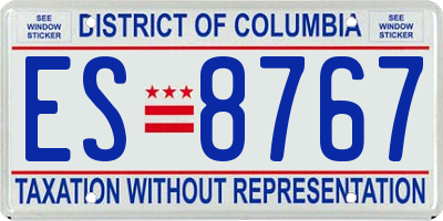 DC license plate ES8767