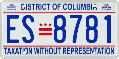 DC license plate ES8781