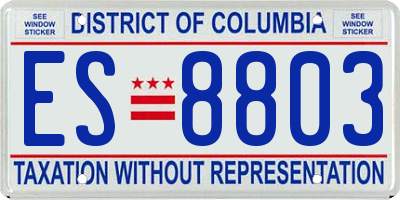 DC license plate ES8803
