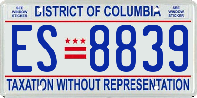 DC license plate ES8839