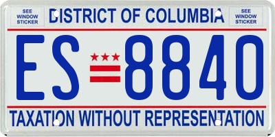 DC license plate ES8840