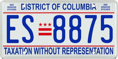 DC license plate ES8875