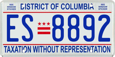 DC license plate ES8892