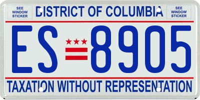 DC license plate ES8905