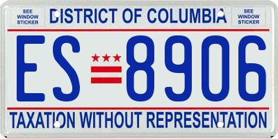 DC license plate ES8906