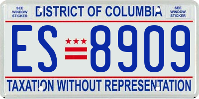 DC license plate ES8909