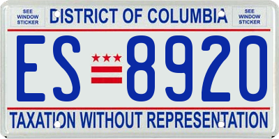 DC license plate ES8920