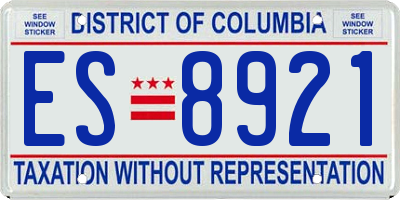 DC license plate ES8921