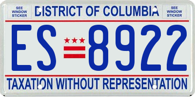 DC license plate ES8922