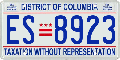 DC license plate ES8923