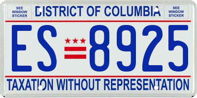 DC license plate ES8925