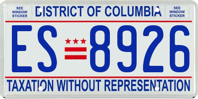 DC license plate ES8926