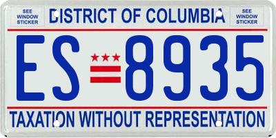 DC license plate ES8935