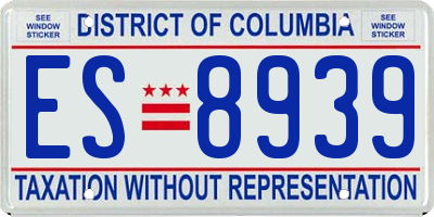 DC license plate ES8939