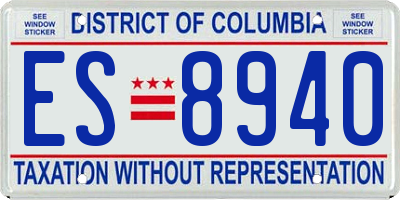 DC license plate ES8940