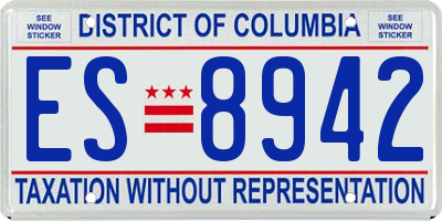 DC license plate ES8942
