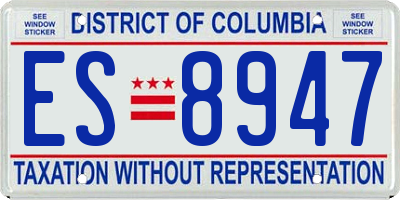DC license plate ES8947