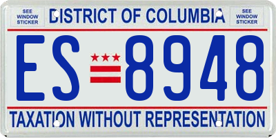 DC license plate ES8948