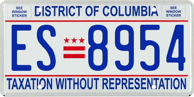 DC license plate ES8954