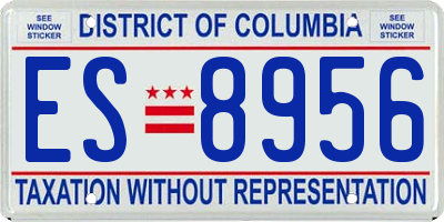 DC license plate ES8956
