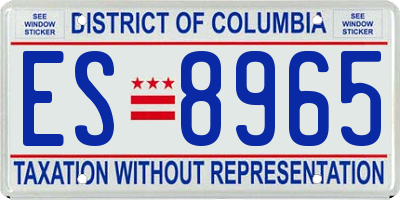 DC license plate ES8965