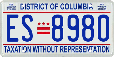 DC license plate ES8980
