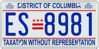 DC license plate ES8981