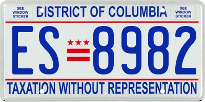 DC license plate ES8982