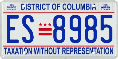DC license plate ES8985