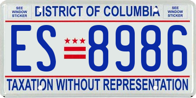 DC license plate ES8986