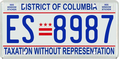 DC license plate ES8987