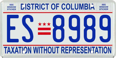 DC license plate ES8989