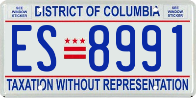 DC license plate ES8991